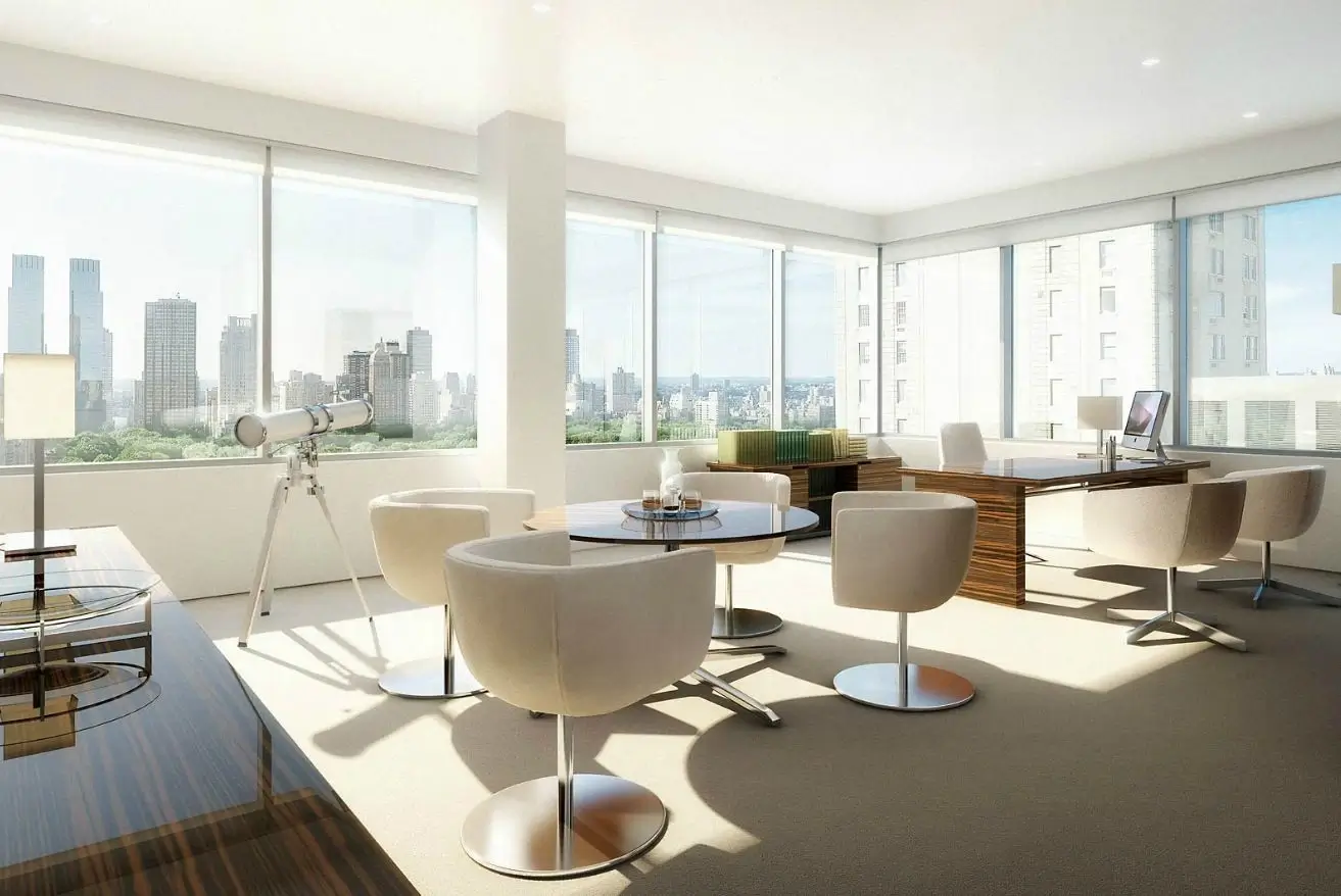 Modern private office with city view