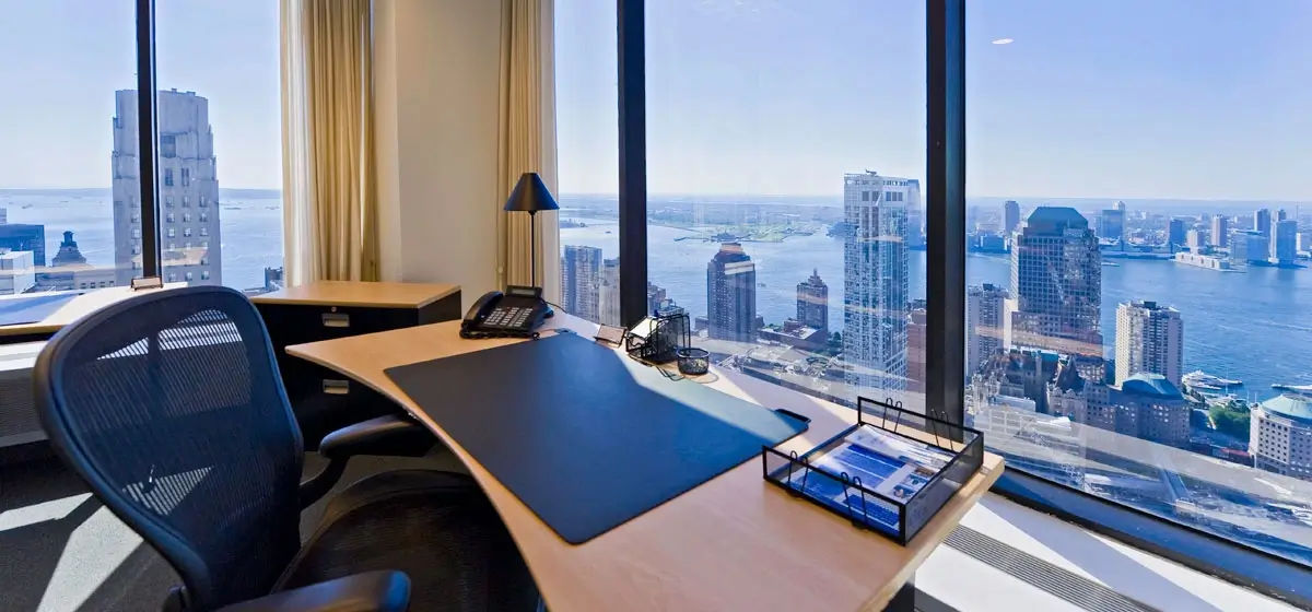 Bright corner office with city view