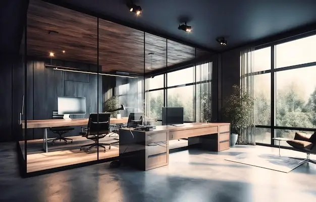 Modern office with glass walls