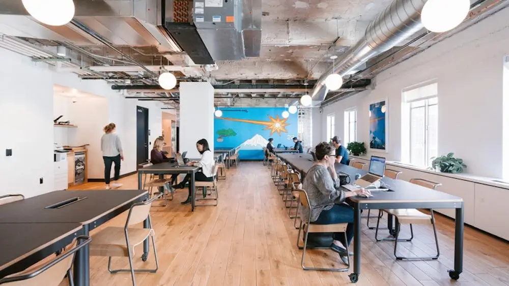 Quiet and focused coworking desk area