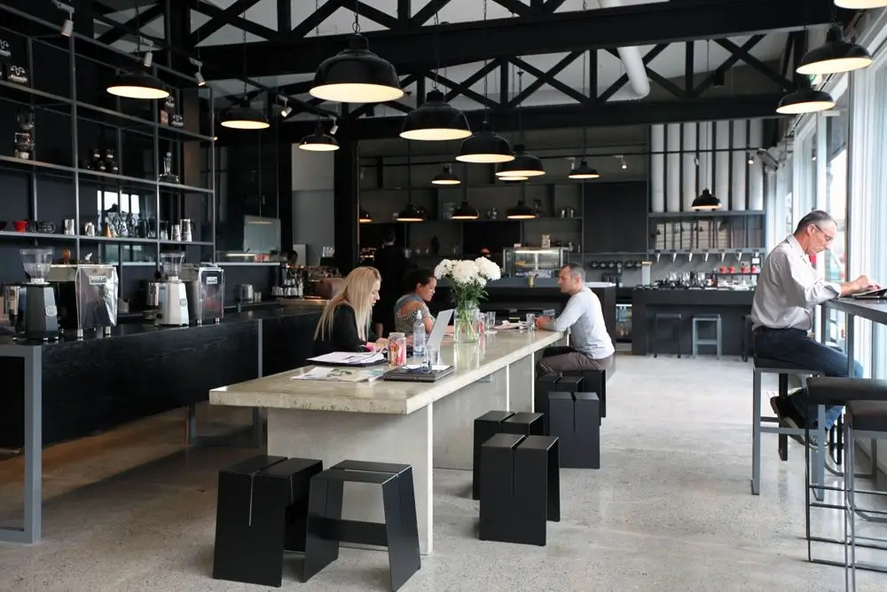 A stylish coffee bar in an office lounge