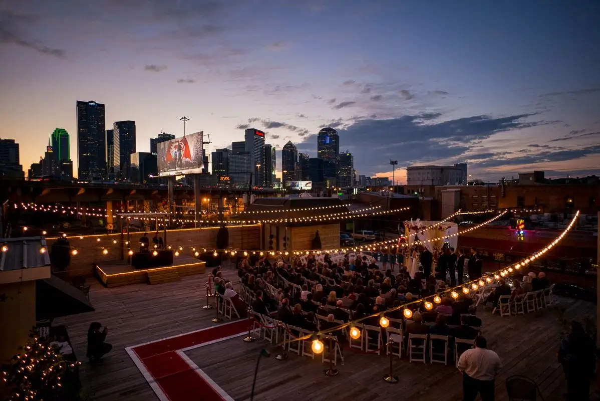 Networking event on a rooftop