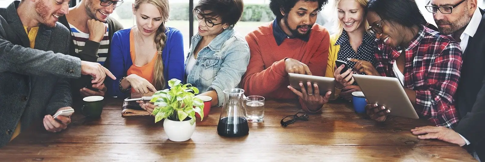 People networking in a community lounge